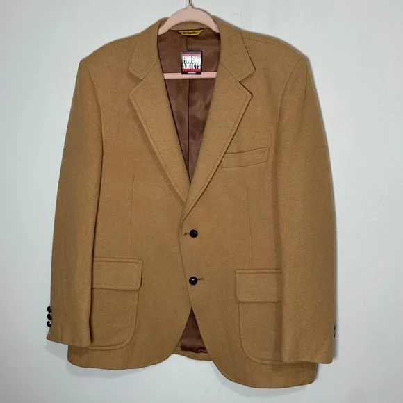 Vintage Camel Wool Mens Blazer Sports Coat Size 40R